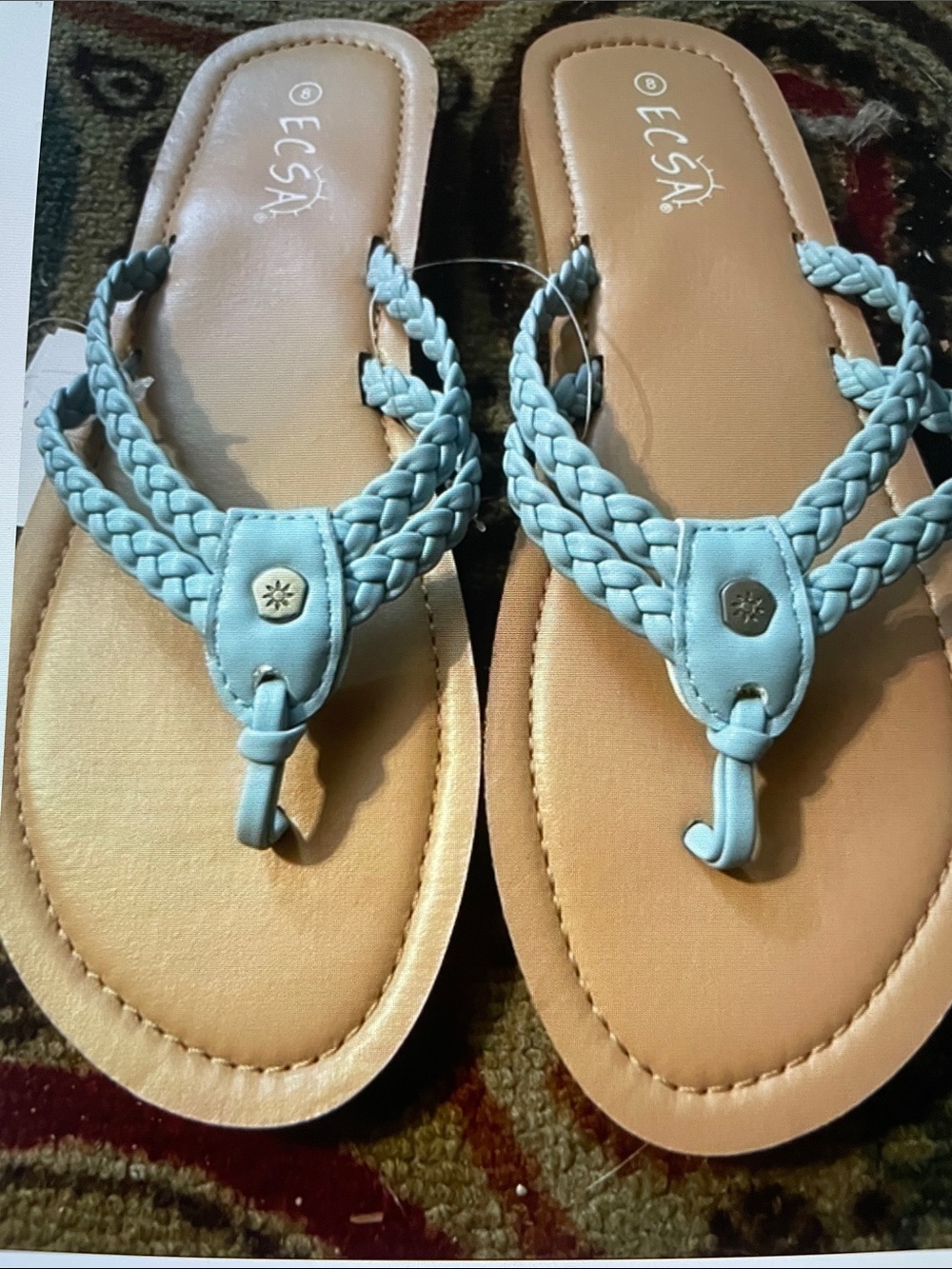 Braided Toe-Post Sandal in Light Blue - Women